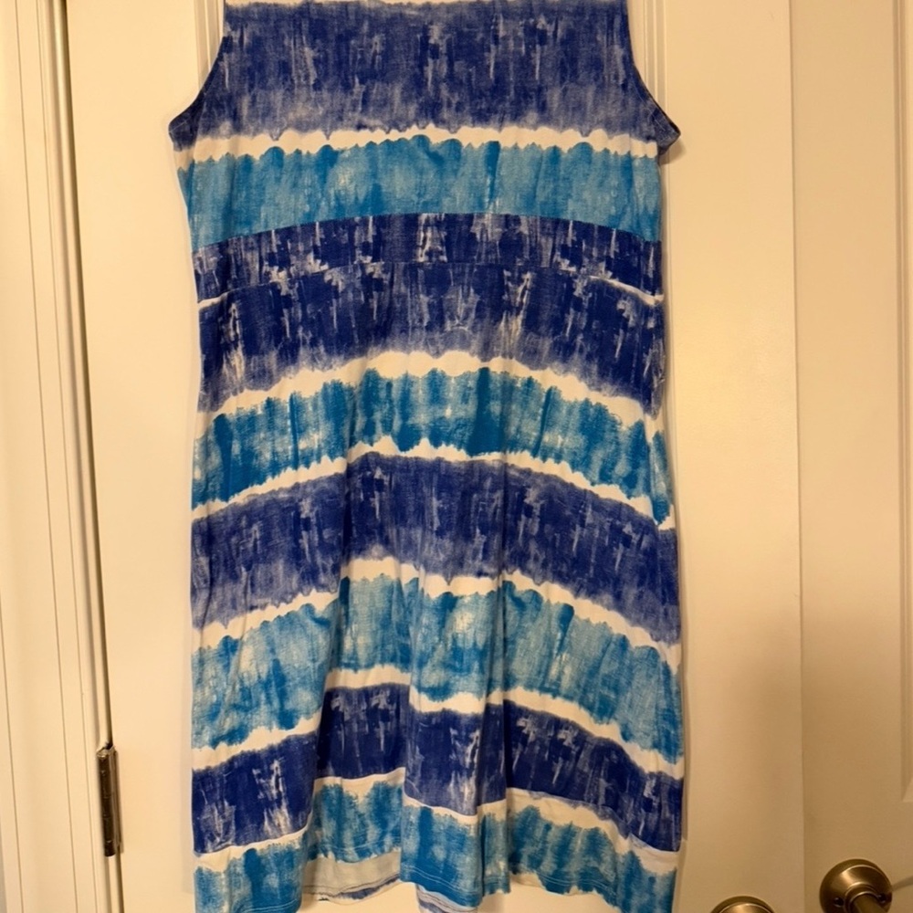 Calvin Klein Jeans Blue and White Tie-Dye Dress L - Picture 5 of 6